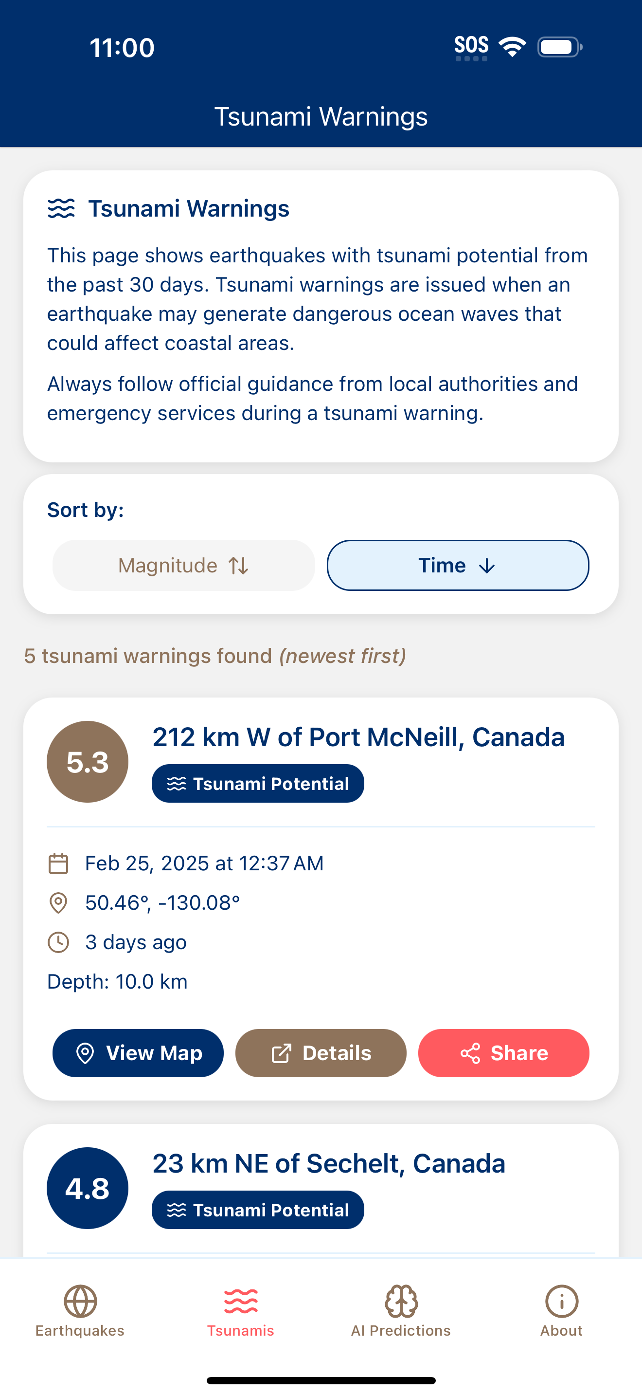 AI Earthquakes App - Tsunami Warnings and Alerts